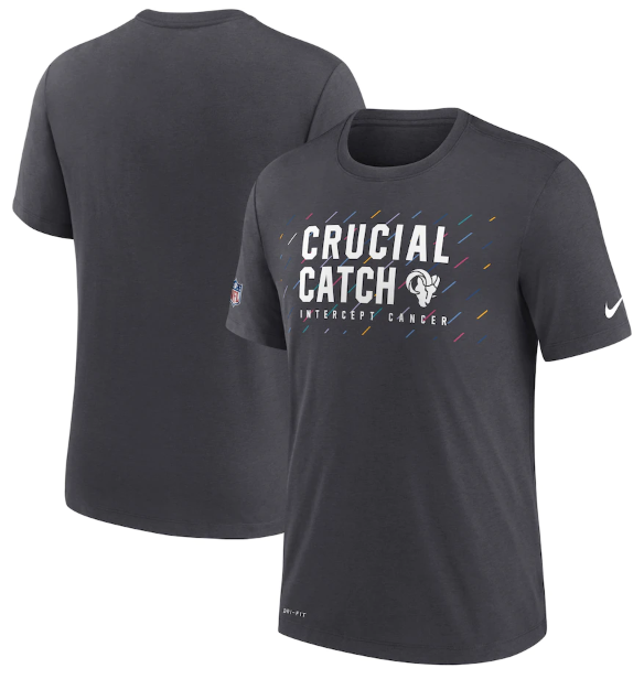 Men's Los Angeles Rams Charcoal 2021 Crucial Catch Performance T-Shirt Men's Los Angeles Rams Charcoal 2021 Crucial Catch Performance T-Shirt